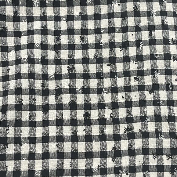 CeCe NEW Black White Gingham Flutter Short Sleeve V Neck Top Size Medium - Picture 7 of 14
